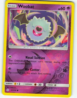 Woobat - Reverse Holo - 87/236 Cosmic Eclipse - Pokemon TCG - 2019 - Image 1