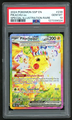 POKEMON PIKACHU ex 2024 SURGING SPARKS #238 SPECIAL ILLUSTRATION RARE PSA 10 - Image 1