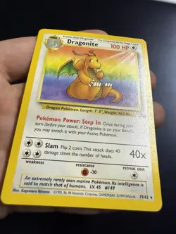 Pokemon Dragonite 19/62 Fossil Regular Rare Stage 2 100 HP 1999 - Image 3