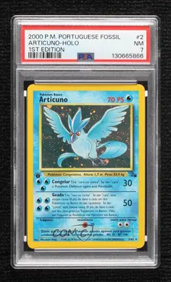 Articuno Holo Portuguese 1st Ed. Pokemon Fossil PSA 7 1999 - Image 1