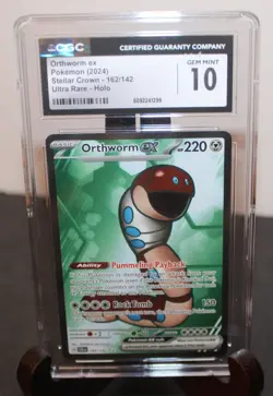 Pokemon SV Stellar Crown Secret Orthworm EX 162/142 CGC GEM 10 Full Art FA 2024 - Image 1