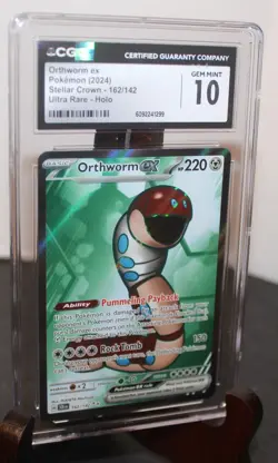 Pokemon SV Stellar Crown Secret Orthworm EX 162/142 CGC GEM 10 Full Art FA 2024 - Image 2