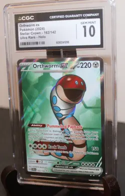 Pokemon SV Stellar Crown Secret Orthworm EX 162/142 CGC GEM 10 Full Art FA 2024 - Image 3