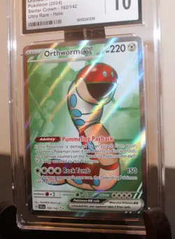 Pokemon SV Stellar Crown Secret Orthworm EX 162/142 CGC GEM 10 Full Art FA 2024 - Image 4