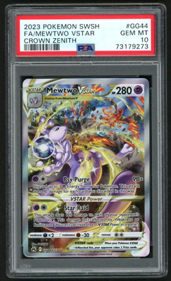 POKEMON FA/MEWTWO VSTAR 2023 SWORD AND SHIELD CROWN ZENITH #GG44 PSA 10 - Image 1