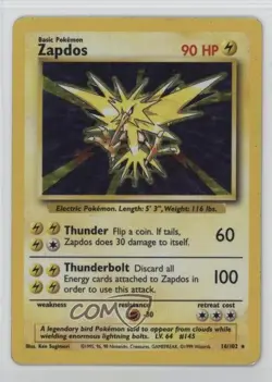 Zapdos Holo Pokemon Base Set #16 1999 - Image 1