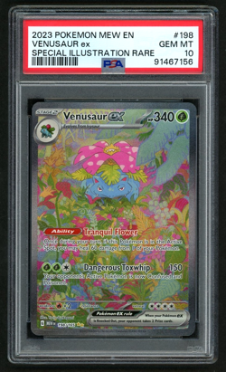 POKEMON VENUSAUR ex 2023 MEW EN-151 #198 SPECIAL ILLUSTRATION RARE PSA 10 - Image 1