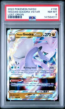 Hisuian Goodra Vstar Lost Origin Pokemon Sword & Shield Lost Origin 136 NM PSA 8 - Image 1