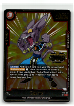 Beerus Dragon Ball Fusion World FB03-018 Judge Store Tournament Card - Image 1