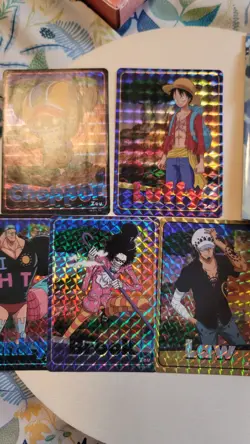 One Piece Holographic Trading Sticker Zou Set LUFFY, LAW, CHOPPER, FRANKY, BROOK - Image 1