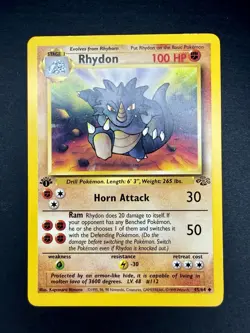Pokemon Rhydon 1st Edition Jungle 45/64 Uncommon Regular HP 100 Card - Image 3