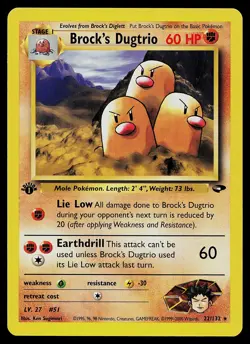 Pokemon Card - Brock's Dugtrio 1st Edition Gym Challenge 22/132 Rare - Image 1