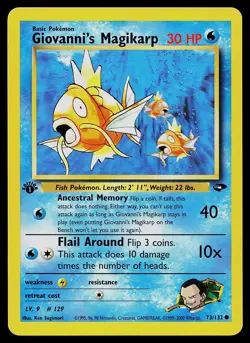 Pokemon Card - Giovanni's Magikarp Gym Challenge 73/132 1st Edition Common - Image 1