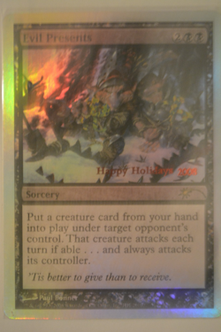 evil presents mtg 2008 holiday foil promo mint in sleeve & top loader - Image 1