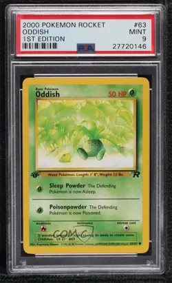 Oddish 1st Ed. Pokemon Team Rocket PSA 9 MINT 2000 - Image 1