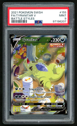 POKEMON TYRANITAR V 2021 SWORD & SHIELD BATTLE STYLES #155 FA PSA 9 - Image 1