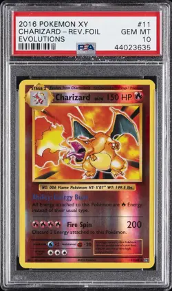 2016 POKEMON XY EVOLUTIONS #11 CHARIZARD-REVERSE FOIL PSA 10 - Image 1