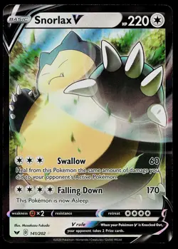 Pokemon Card - Snorlax V Sword & Shield 141/202 Holo Rare V 2020 - Image 1