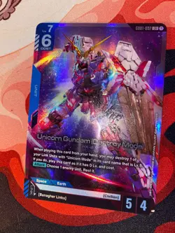 Gundam Card Game Newtype Rising Unicorn Gundam (Destroy Mode) GD01-002 LR - Image 1