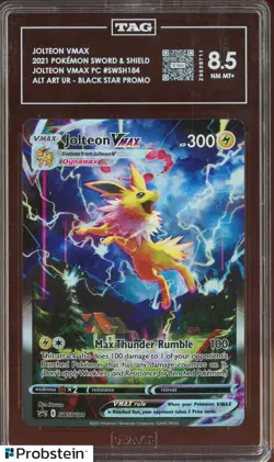 2021 Pokemon SWSH BSP #SWSH184 Jolteon VMAX ALT ART TAG 8.5 NM MT+ - Image 1