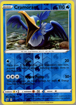 Pokemon - Cramorant - 051/192 - Reverse Holo - Rebel & Clash - NM/M - Image 1