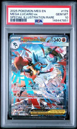 2025 POKEMON MEG EN-MEGA EVOLUTION #179 MEGA LUCARIO EX PSA 10 - Image 1