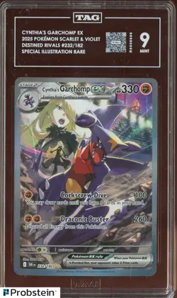 2025 Pokemon Destined Rivals #232 Cynthia's Garchomp ex SIR TAG 9 MINT - Image 1