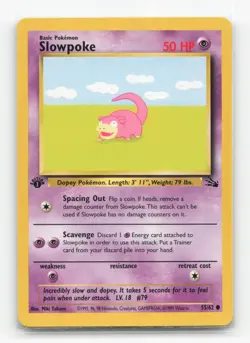 Pokemon TCG - Slowpoke 55/62 Lightly Played Common Fossil 1st Edition - Image 1