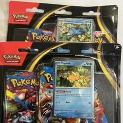 2 Pack! Pokemon TCG Mega Evolutions 3-Pack Blister Psyduck & Golduck Sealed NEW - Image 1