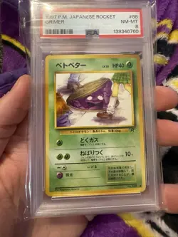 1997 Japanese Pokemon Pocket Monster Rocket Grimer Banned Art PSA 8 NM-MT - Image 1