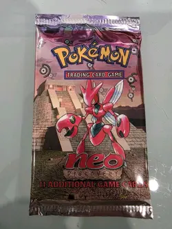 Pokemon Neo Discovery Booster Pack Factory Sealed Scizor Art work (Light Damage) - Image 1