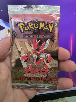 Pokemon Neo Discovery Booster Pack Factory Sealed Scizor Art work (Light Damage) - Image 3