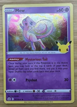Mew 11/25 Holo Rare Pokemon TCG Celebrations 25th Anniversary NM - Image 1