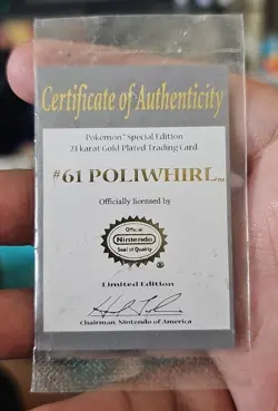 Pokemon Poliwhirl 23 Karat Gold Plated - ONLY The COA Limited Edition Read Below - Image 1