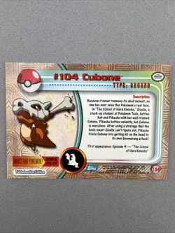 2000 Topps Pokemon TV Animation Edition Series Cubone #104 LP - Image 2