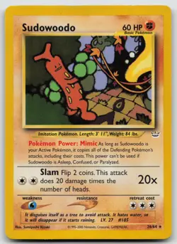 Pokemon Card Sudowoodo Rare Neo Revelation 26/64 - Image 1