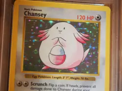 Pokemon 1999 Shadowless Base Chansey rare foil card, PSA 6 - Image 4