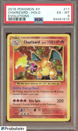 2016 Pokemon XY Evolutions #11 Charizard Holo PSA 6 EX-MT - Image 1