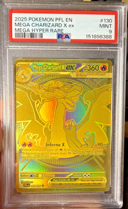 2025 GOLD Mega Charizard X ex PSA MINT 9– Mega Hyper Rare – Pokemon TCG - Image 1