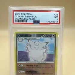 2007 Pokemon Diamond & Pearl Clefable Reverse Holo 22/130 PSA 7 - Image 2