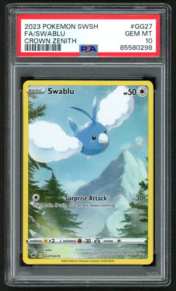 POKEMON SWABLU 2023 SWORD AND SHIELD CROWN ZENITH #GG27 FA PSA 10 - Image 1