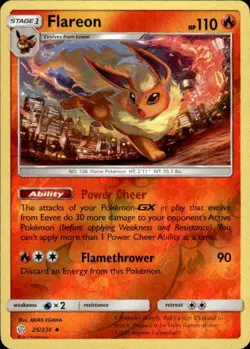 Pokemon Reverse Holo Flareon SM - Cosmic Eclipse 25/236 LP - Image 1