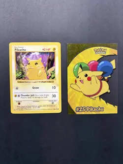 Pokemon TCG 1999 Shadowless Pikachu 58/102 And Pikachu Topps - Image 1