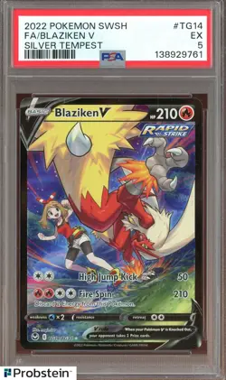 2022 Pokemon SWSH Silver Tempest #TG14 FA/Blaziken V PSA 5 EX - Image 1