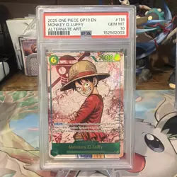 2025 ONE PIECE OP13 118 MONKEY D. LUFFY ALT ART PSA 10 - Image 1