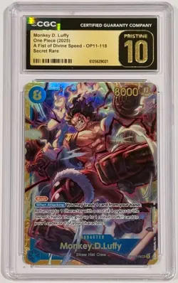 2025 One Piece Monkey D. Luffy Divine OP11-118 Alternate Art CGC 10 Pristine - Image 1