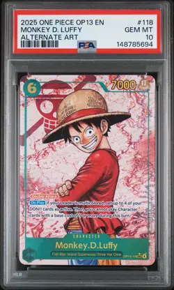5694 Monkey D. Luffy 2025 One Piece Carrying On His Will OP13-118 Alt Art PSA 10 - Image 1