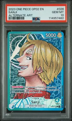 2023 One Piece OP02-Paramount War Sanji #026 Alt Art PSA 10 GEM MINT - Image 1