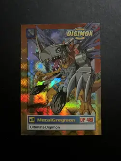1999 Digimon Metalgreymon card RARE Anime Holo Foil - Image 1