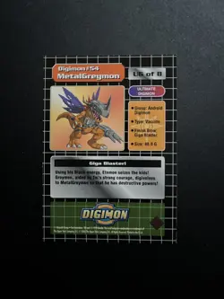 1999 Digimon Metalgreymon card RARE Anime Holo Foil - Image 2